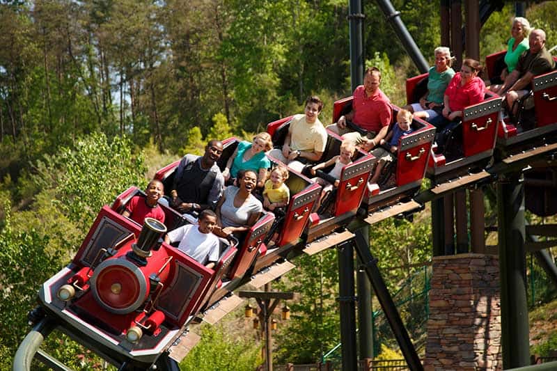 Roller coaster at Dollywood amusement park in Pigeon Forge Tn