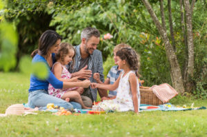 Family enjoying picnic in Smoky Mountains